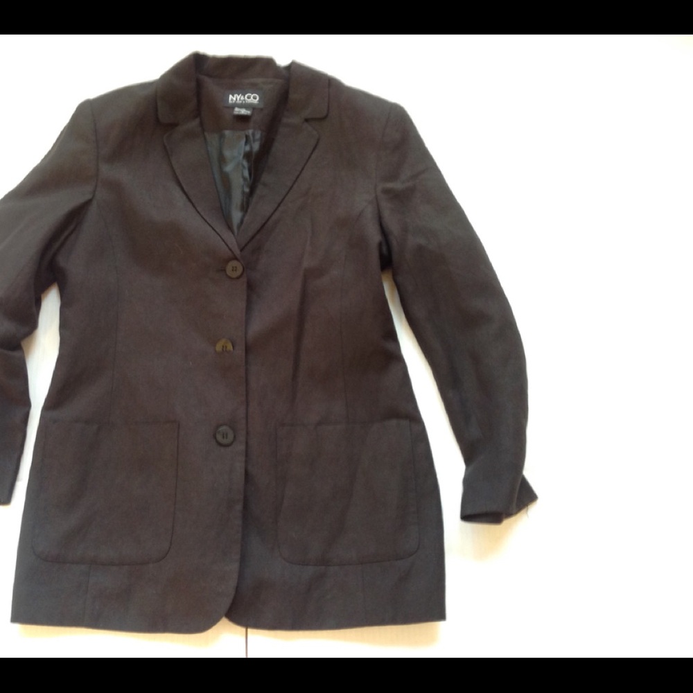 NY & CO Black Linen Blazer Long